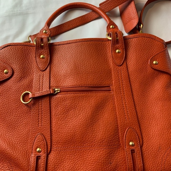 Orange Franklin Covey Leather Laptop Bag - Picture 3 of 4